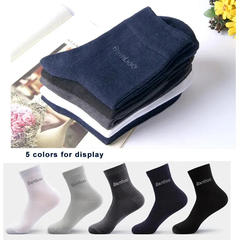 10Pairs/Lot Men Bamboo Socks Comfortable Breathable Casual Business Men&#39;S Crew Socks High Qualit