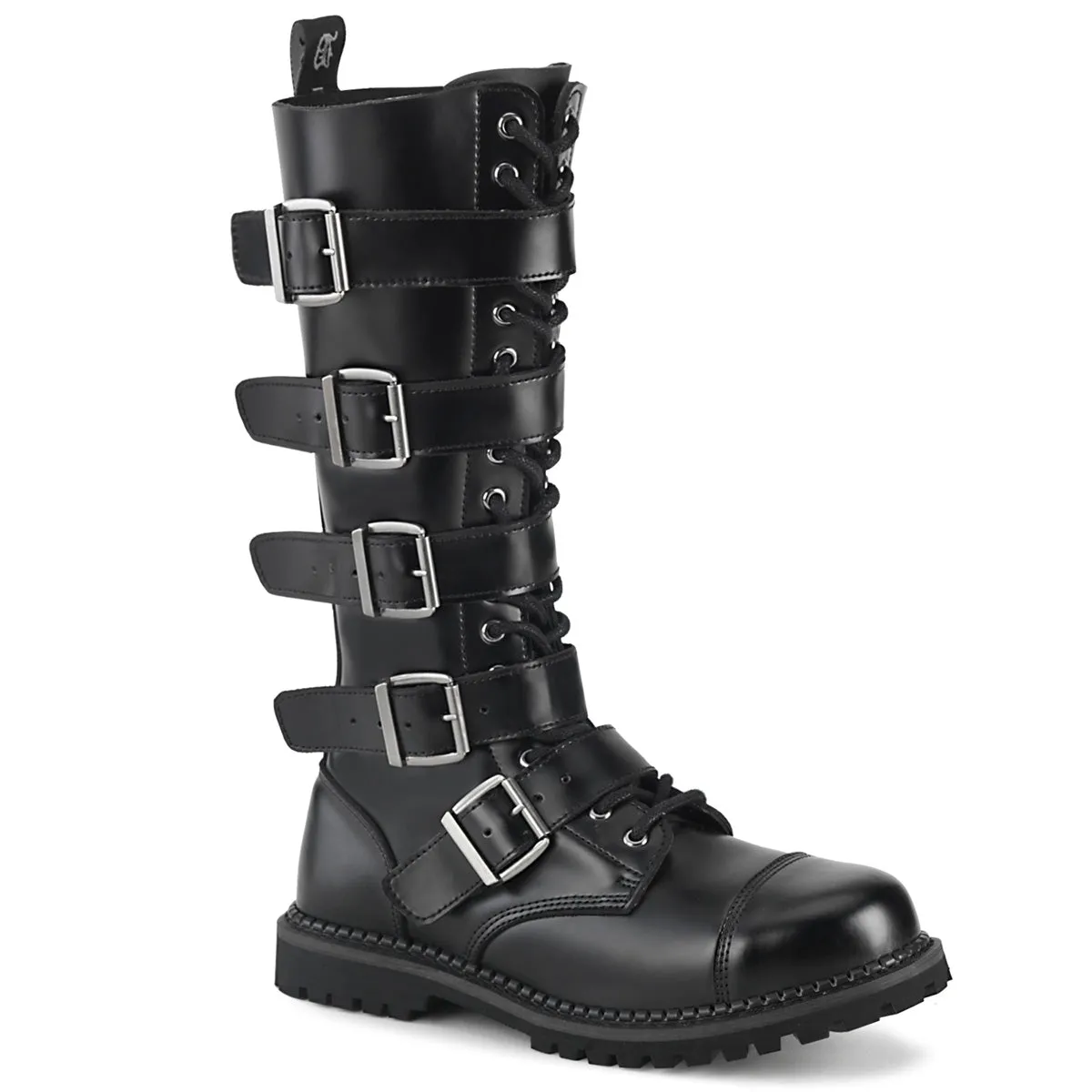 18 Eyelet RIOT-18BK Black Leather