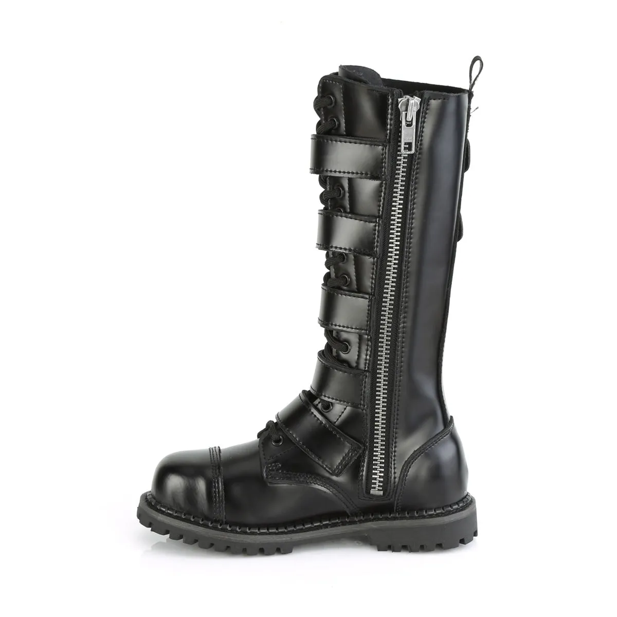 18 Eyelet RIOT-18BK Black Leather