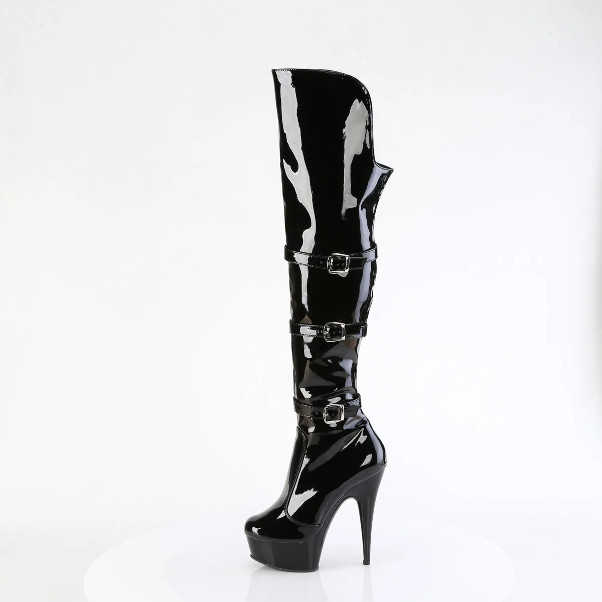 6 Inch Heel DELIGHT-3018 Black Stretch Patent