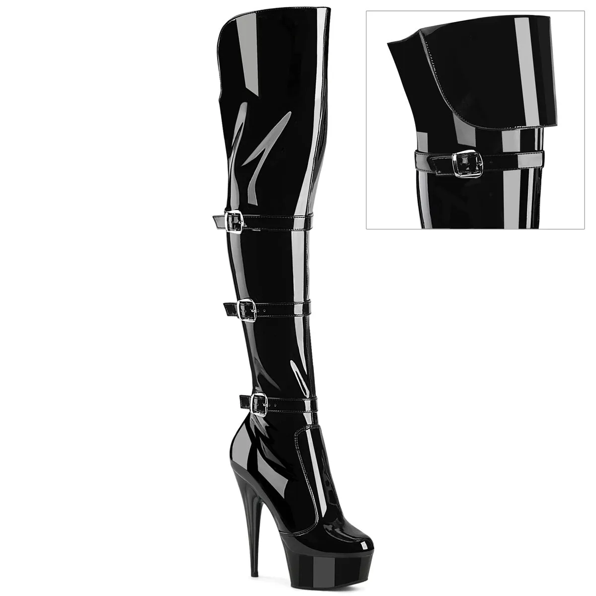 6 Inch Heel DELIGHT-3018 Black Stretch Patent