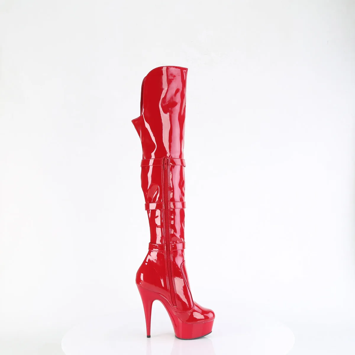 6 Inch Heel DELIGHT-3018 Red Stretch Patent