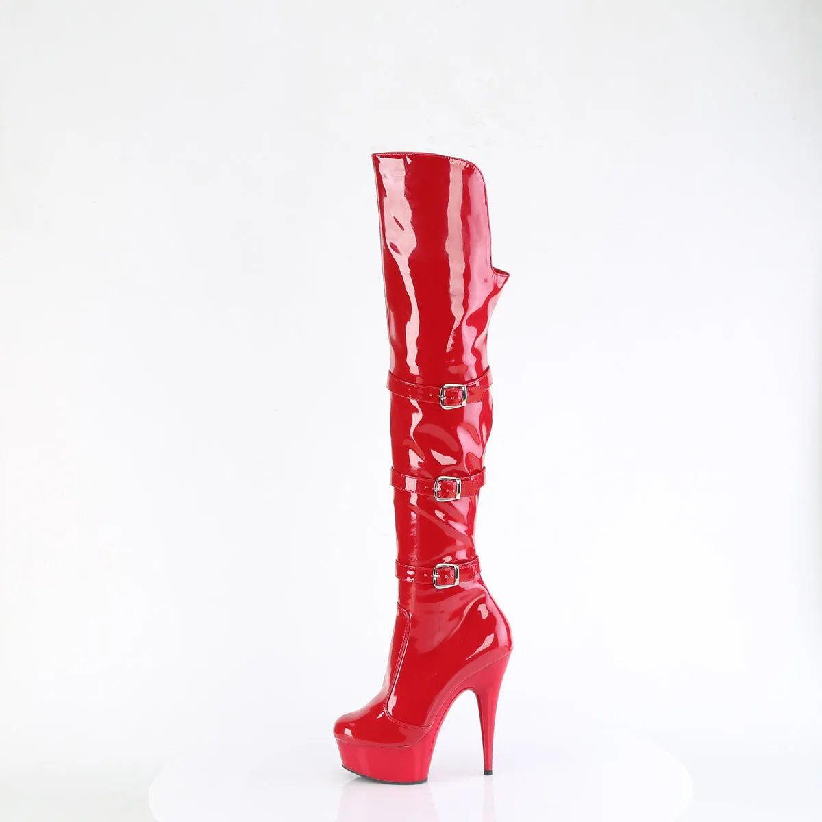 6 Inch Heel DELIGHT-3018 Red Stretch Patent