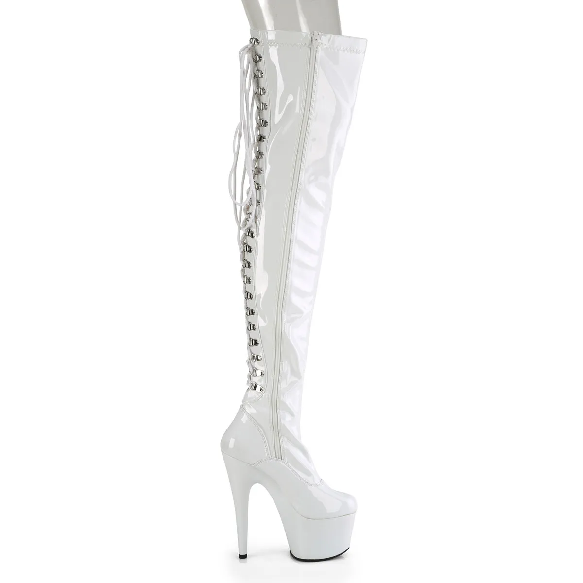 7 Inch Heel ADORE-3063 White Stretch Patent