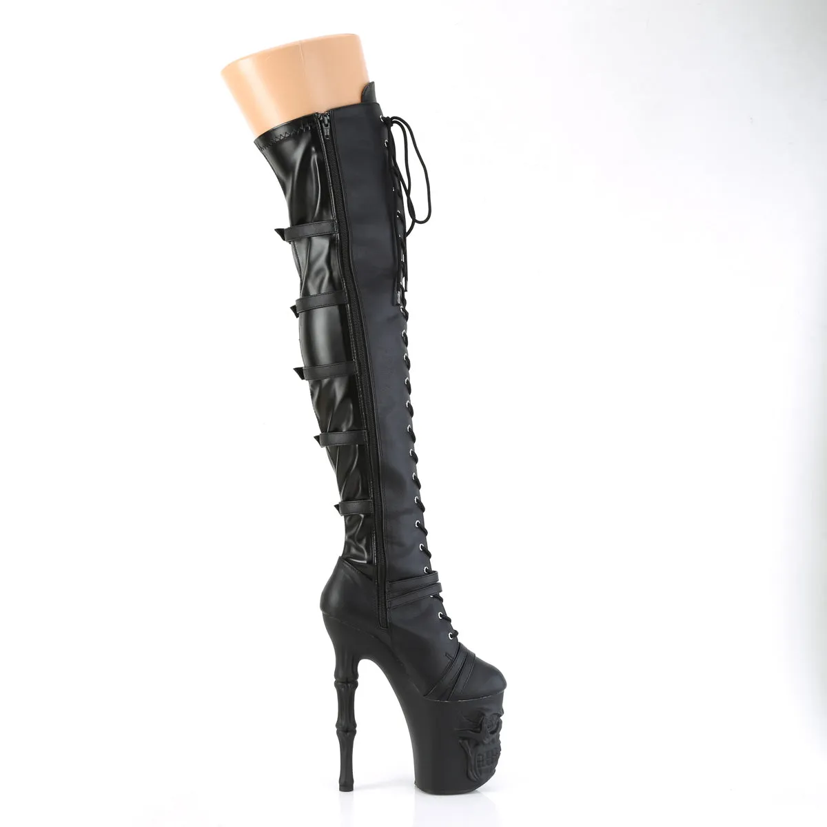 8 Inch Heel RAPTURE-3045 Black Stretch Pu