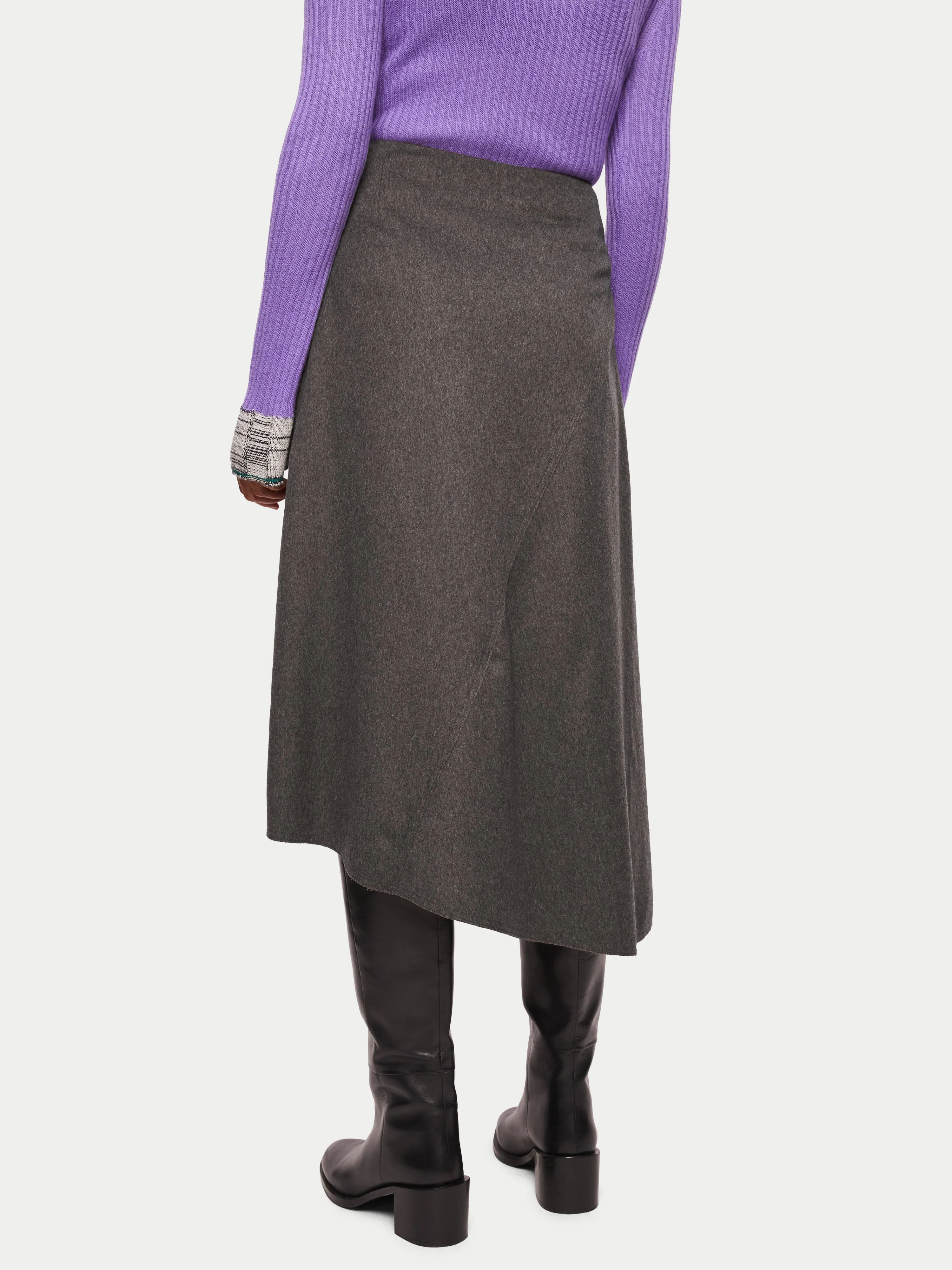 Asymmetric Flannel Skirt | Grey