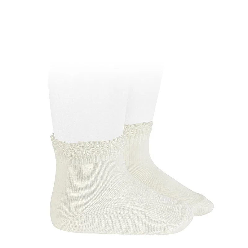 Ceremony short socks with openwork cuff CREAM