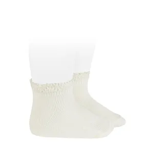 Ceremony short socks with openwork cuff CREAM