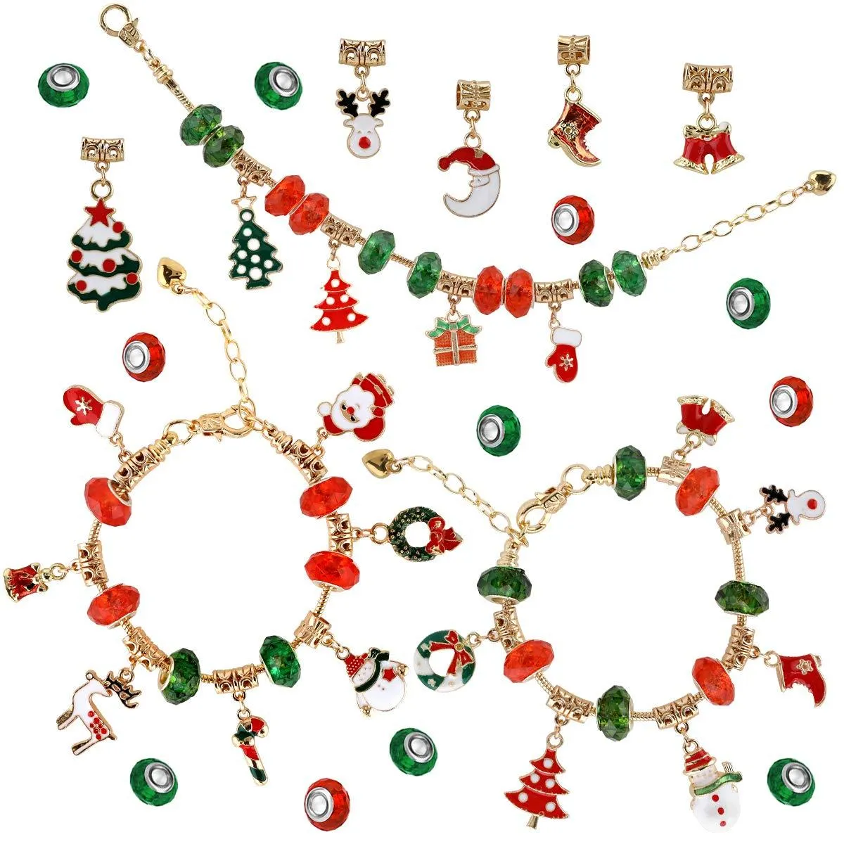 Christmas DIY Charm Bracelet Making Kit (53 pcs) for Girl Teens & Kids