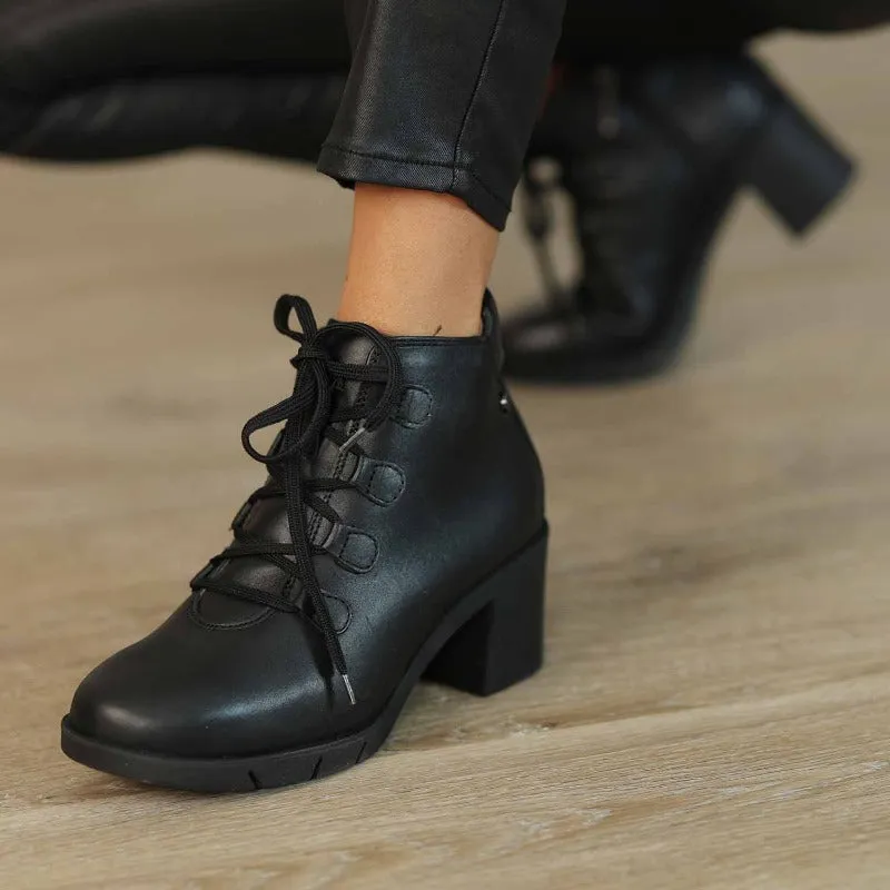 Chunky Lace-up Ankle Boot in Black - 12544