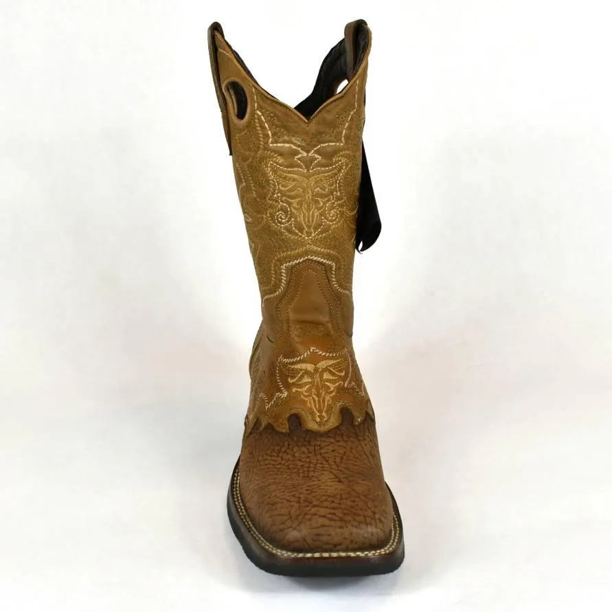 Denver Mountain Rubber Sole Cowboy Boot-French Toe, Oryx Nubuck Shoulder