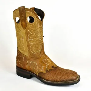 Denver Mountain Rubber Sole Cowboy Boot-French Toe, Oryx Nubuck Shoulder