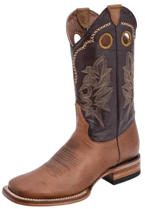 Honey with Dark Brown Square Toe Rodeo Boot