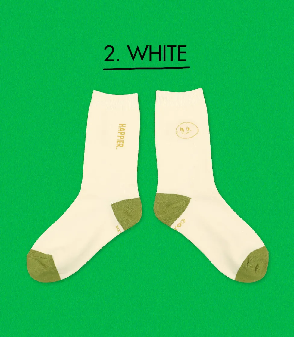 MNNS HAPPIER SOCKS - WHITE