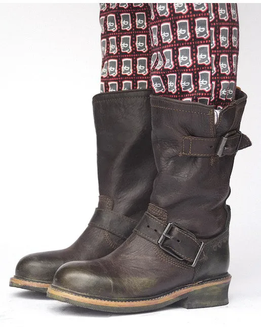 No.0002 INTERSECTION steel toe biker boot Brown