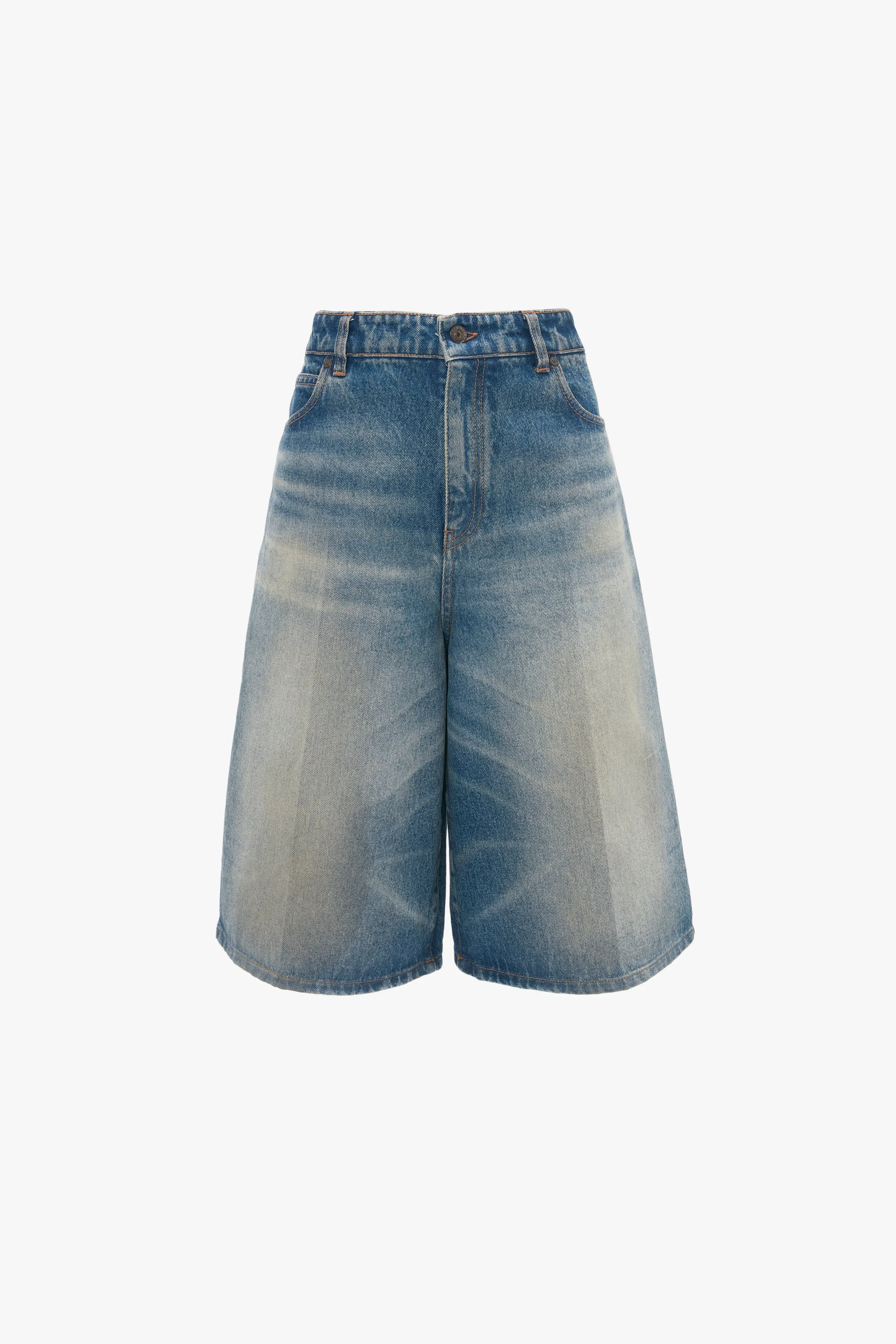 Oversized Bermuda Short In Antique Indigo Wash