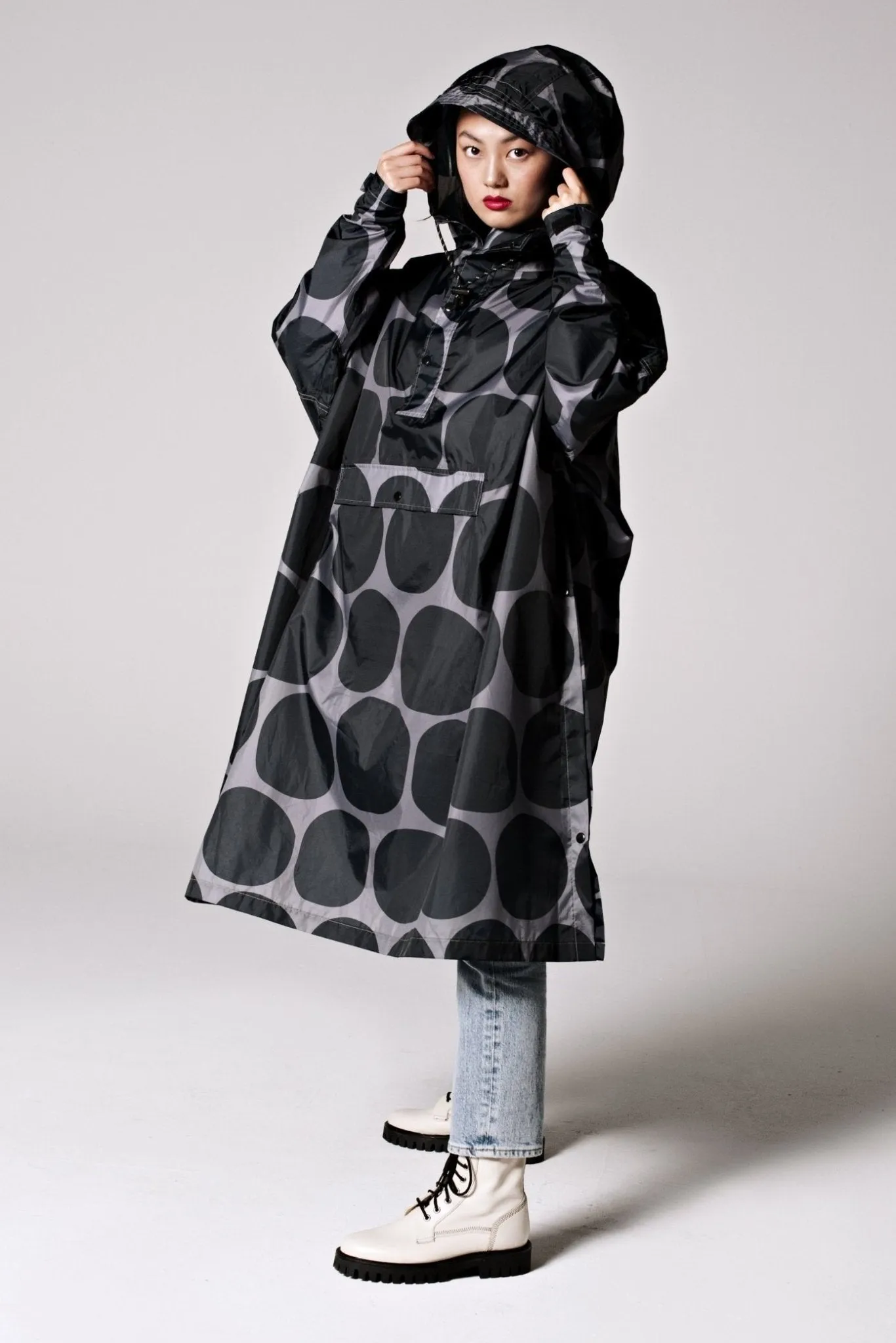 Rain Poncho - Black Polka Dot