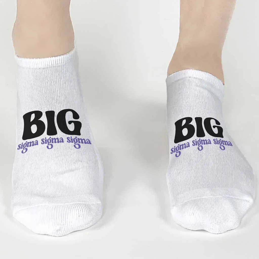 Sigma Sigma Sigma No Show Socks for Bigs and Littles