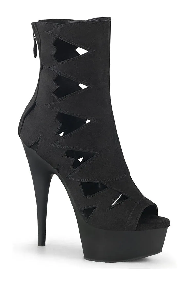 SS-DELIGHT-1014 Exotic Ankle Boot | Black Faux Suede