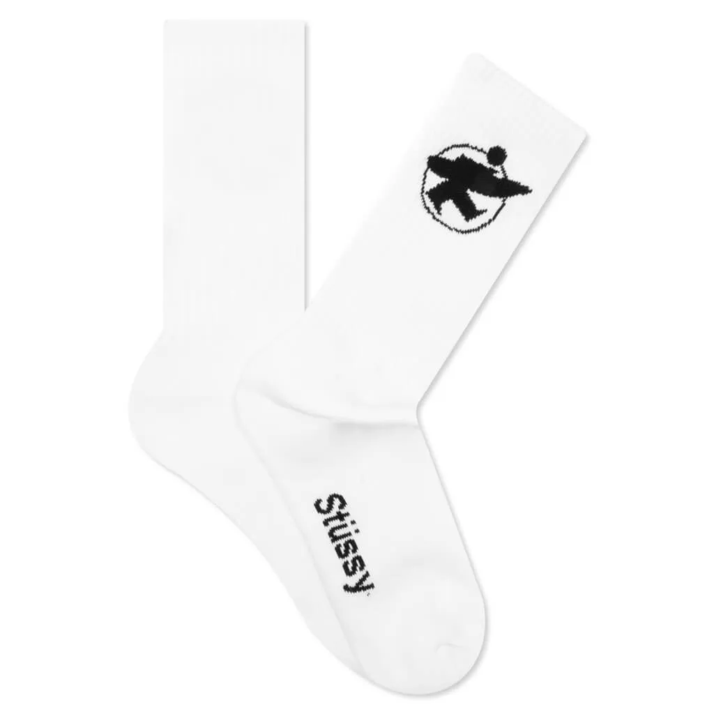 Surfman Crew Socks - White/Black