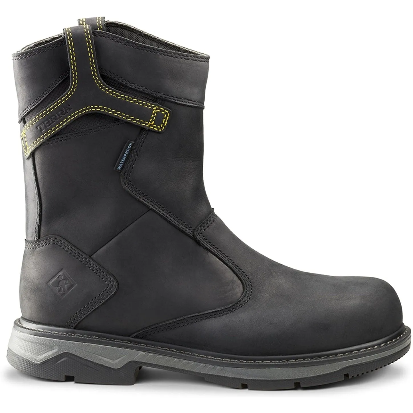 Terra Men's Patton AT Waterproof Pull-On Safety Work Boot -Black- 4TCBBK